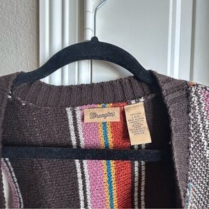 Wrangler Women's Brown Cardigan with Vibrant Stripes